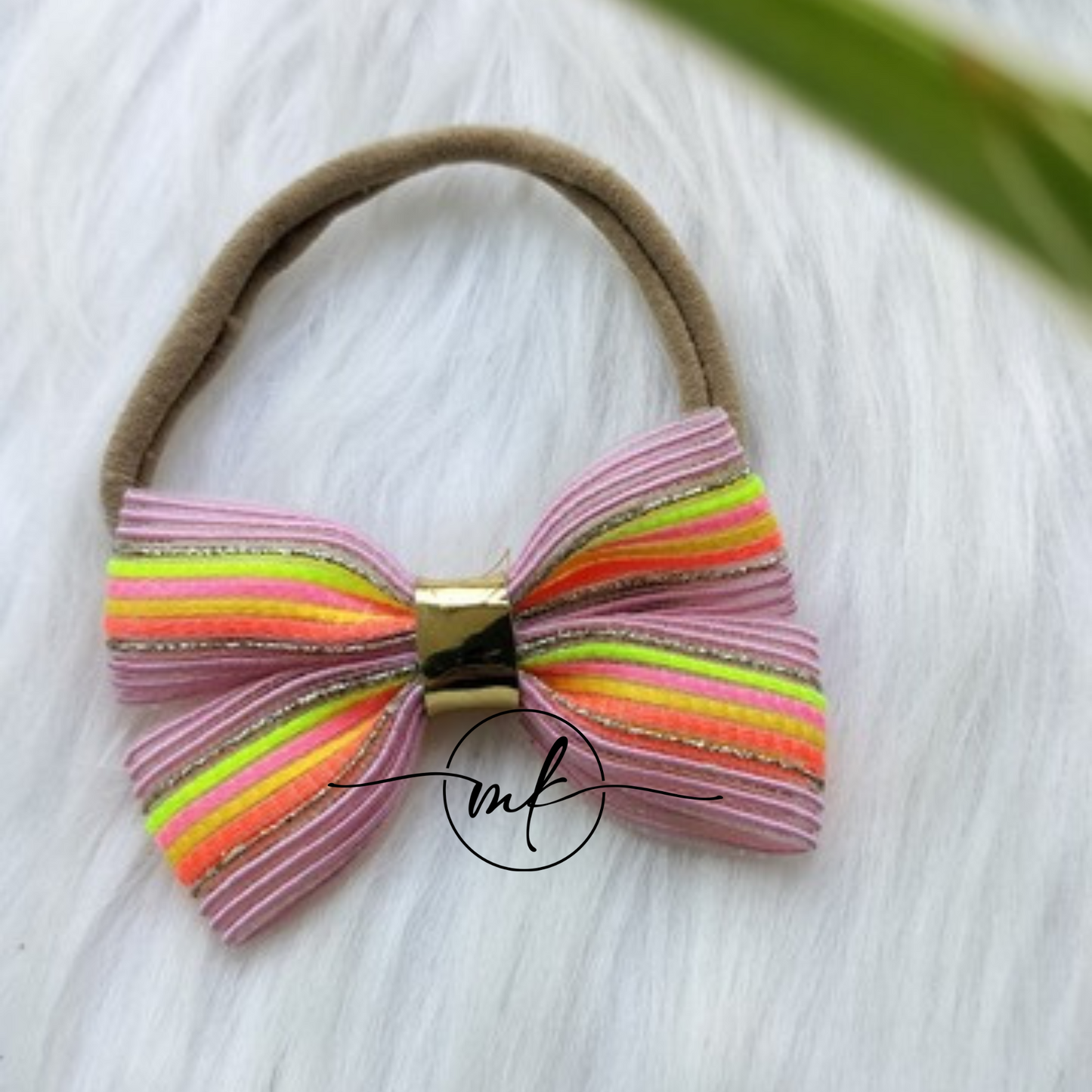 Pink glitter Bow baby head band