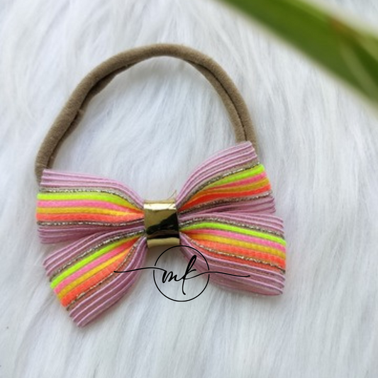 Pink glitter Bow baby head band