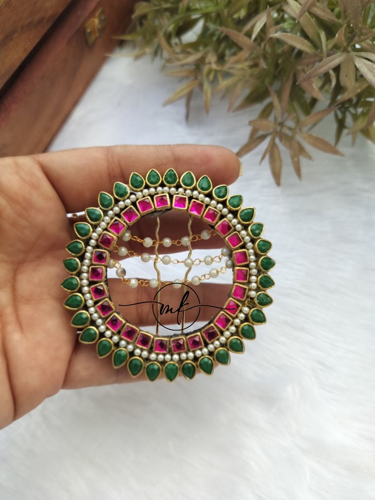 Premium kundan Hair Brooch