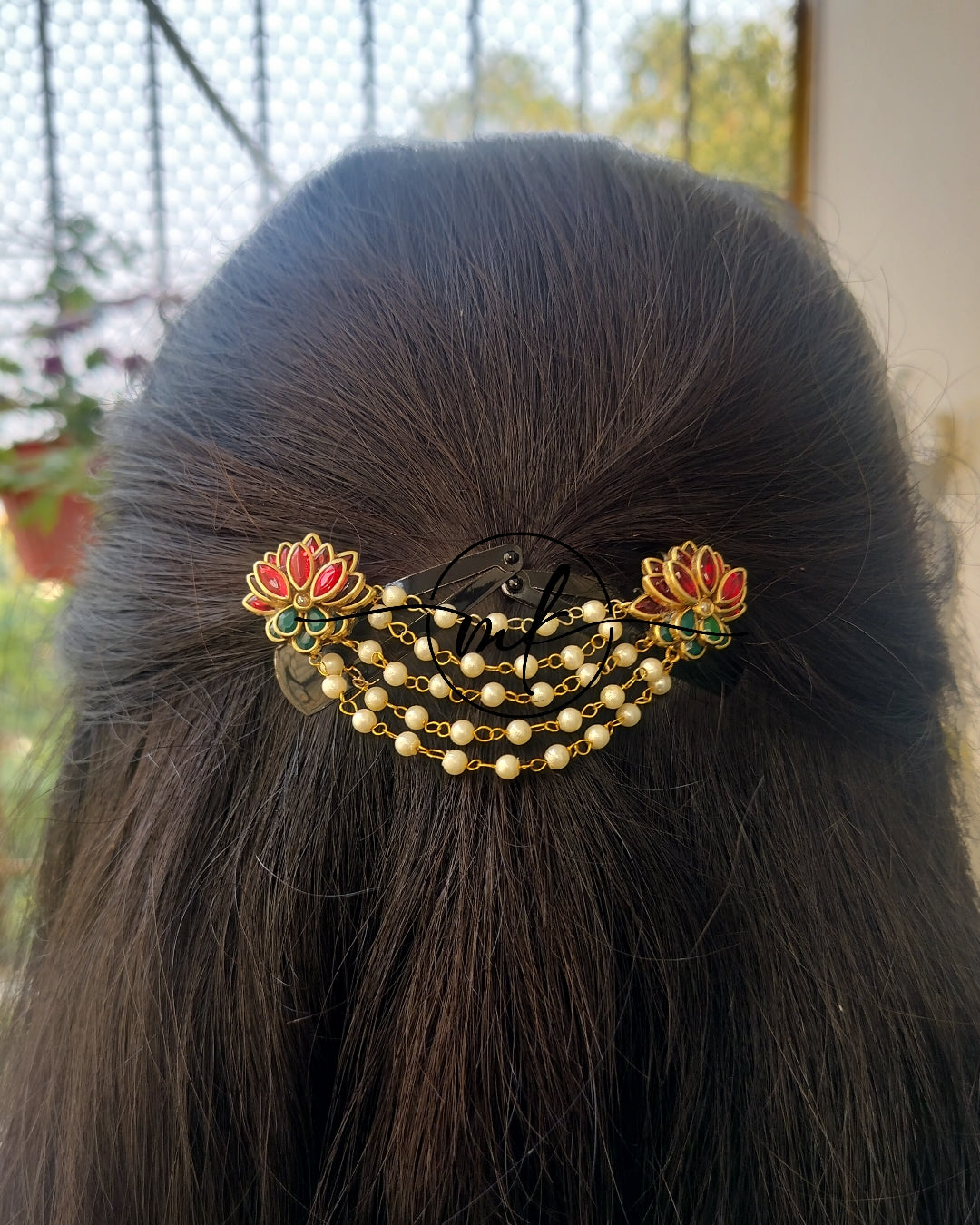 CURA RED Lotus Hair Brooch