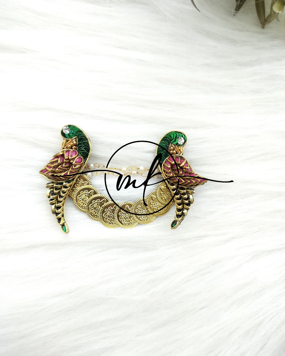 Cora KILLIE - Hair Brooch - PINK GREEN parrot