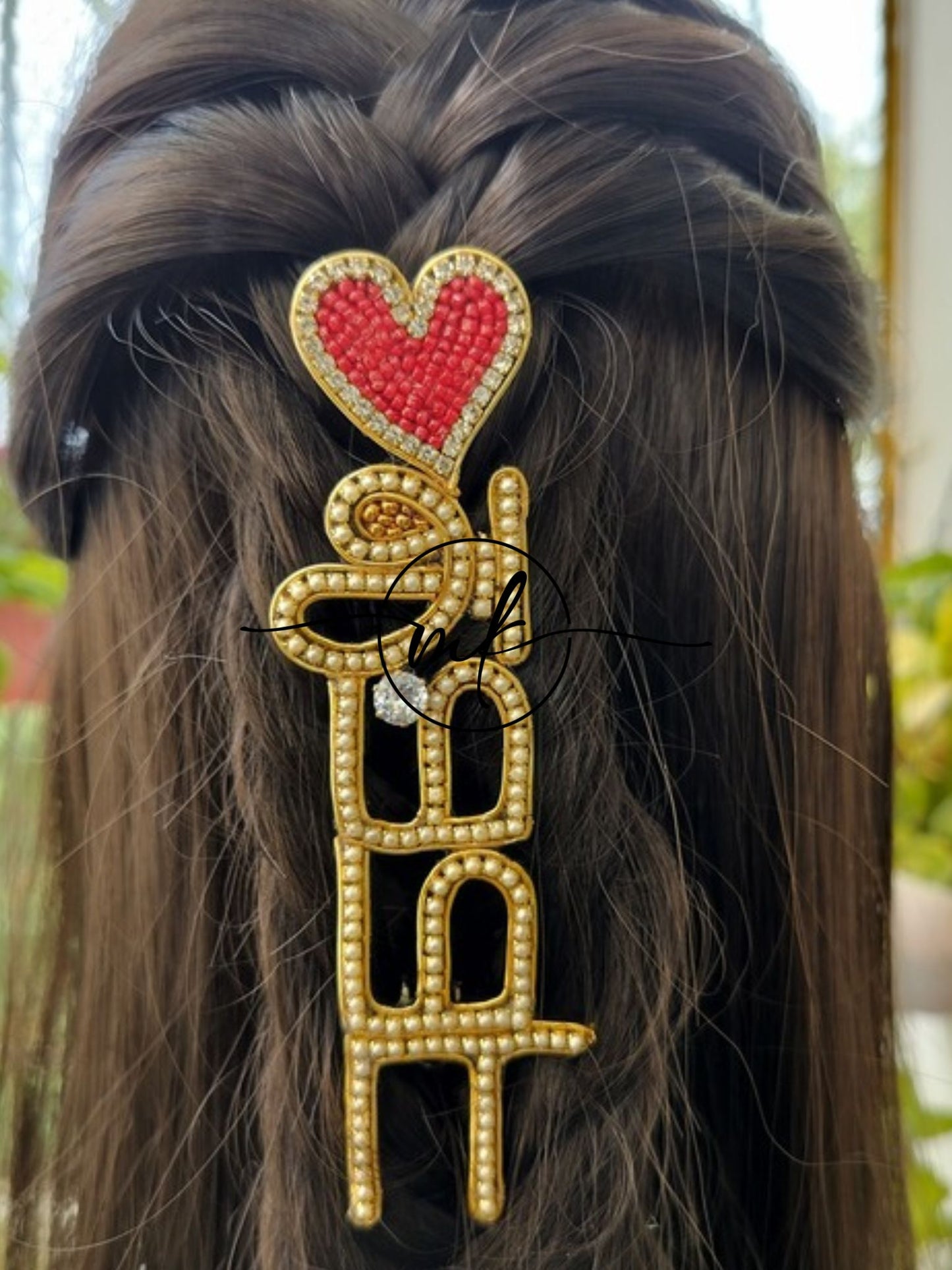 Amma with Red Heart - baby shower Hair Accessories