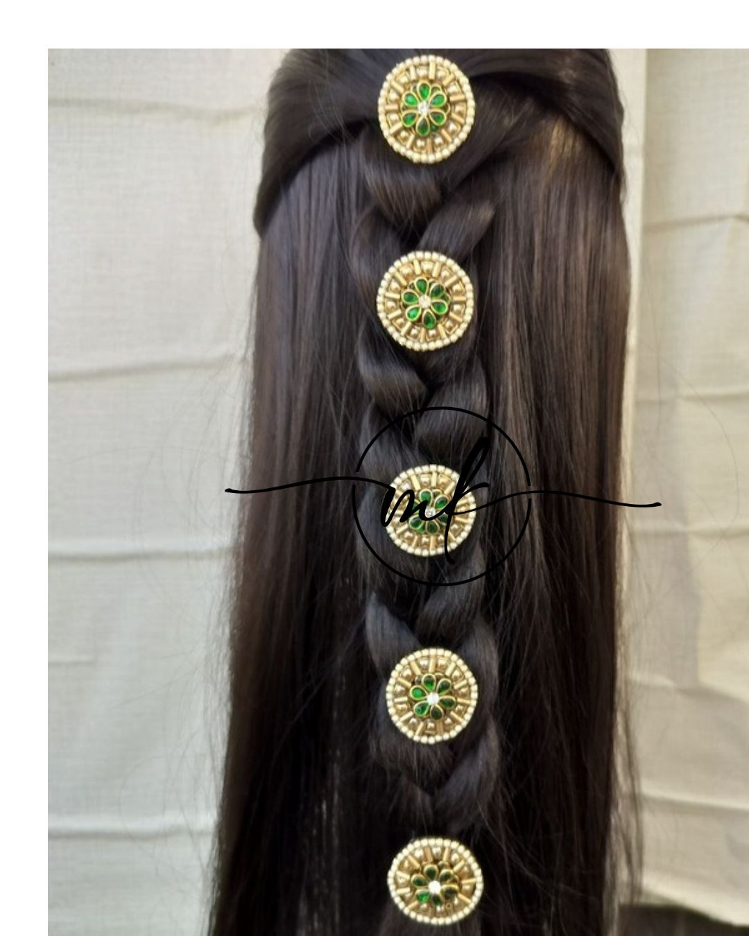 Green Gold SPIRE Braid Hair Brooch - set of 5