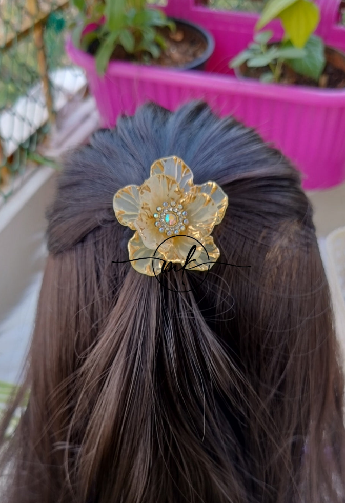 White Floral Premium hair ties