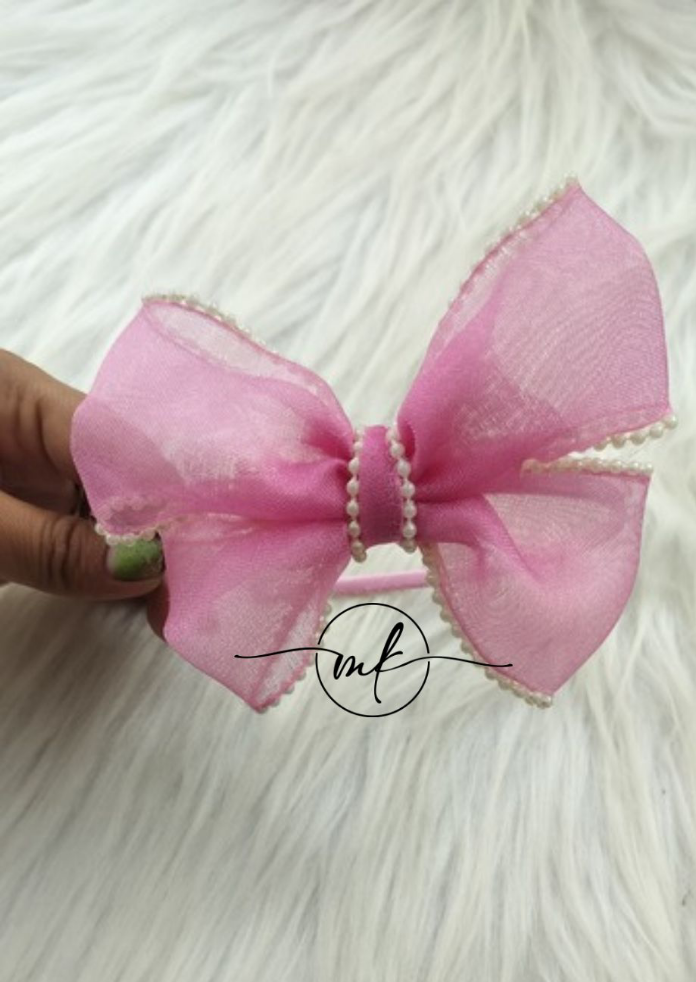 Pearl Pink Bow Kids head band