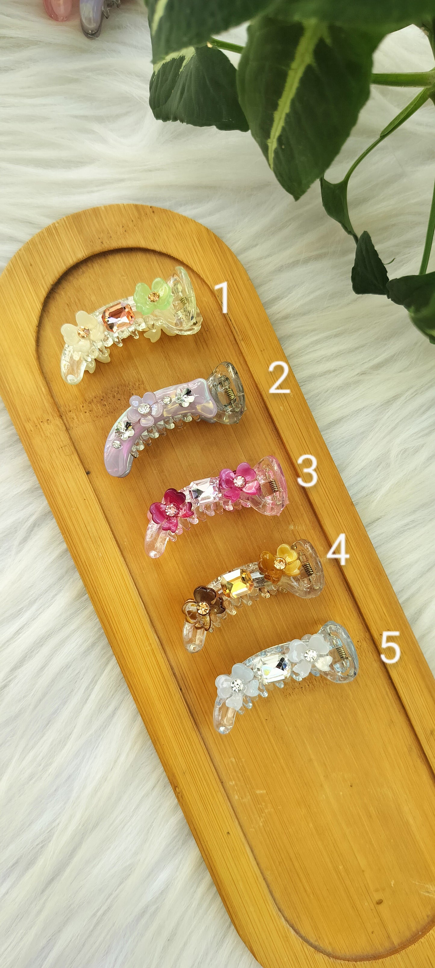 Flower Crystal Finish small Banana clip