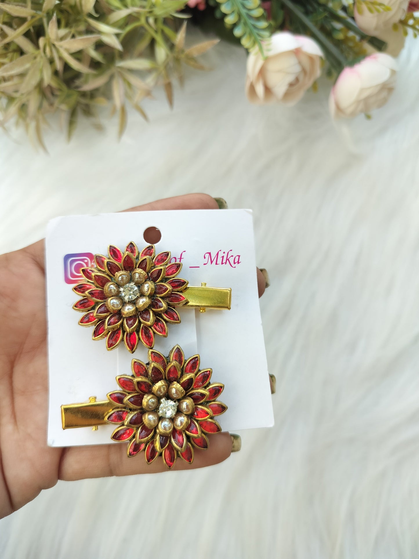 Kundan Alligator Pin - pair