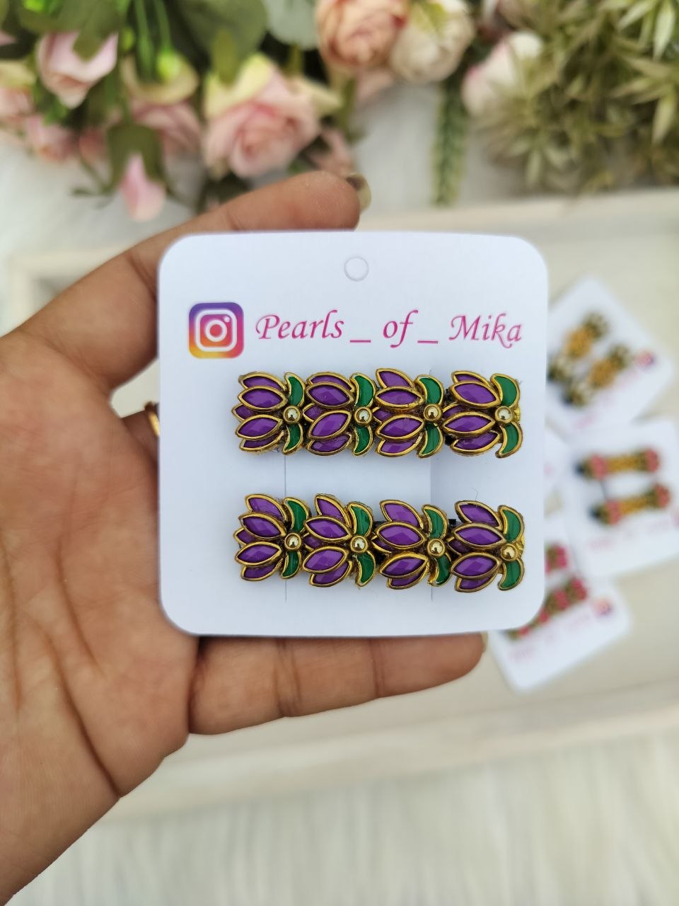 Purple Lotus Alligator Clip - 1 pair