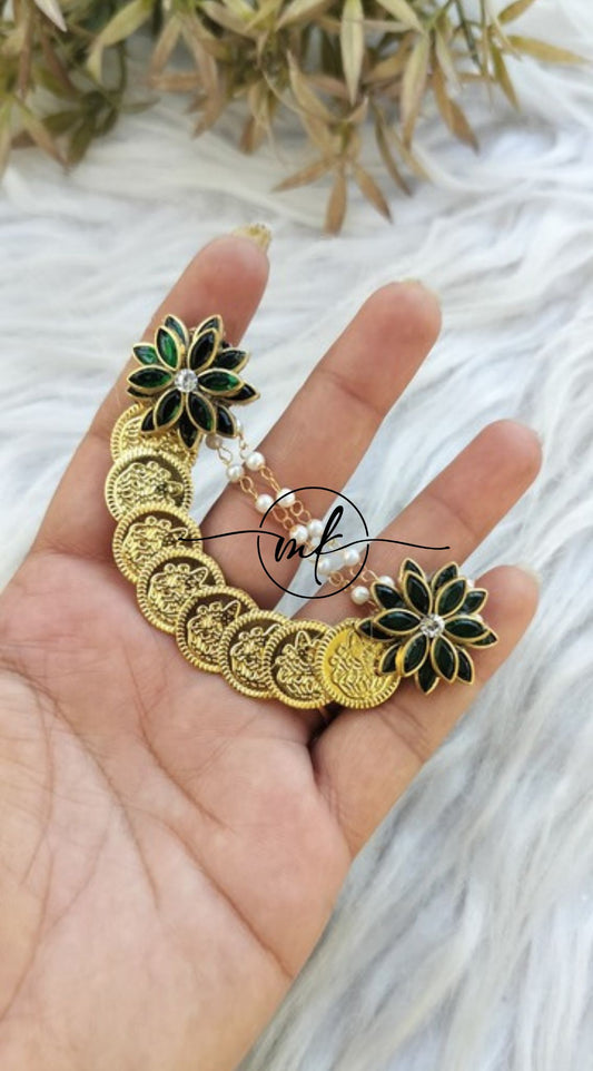 Cora Green Flower Hair Brooch