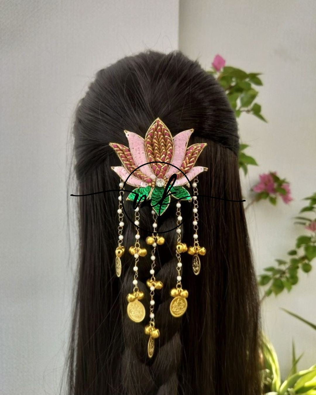 Pink Bloom Lotus Hair Brooch - Medium size