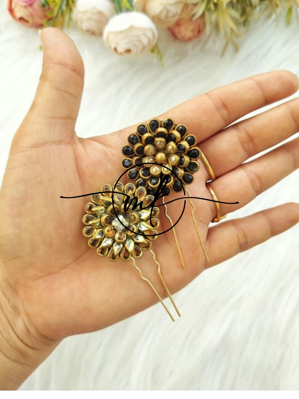 Floral Kundan Hair Brooch