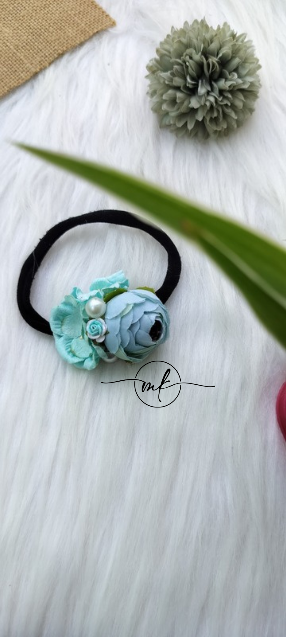 Sea Blue Floral baby head band