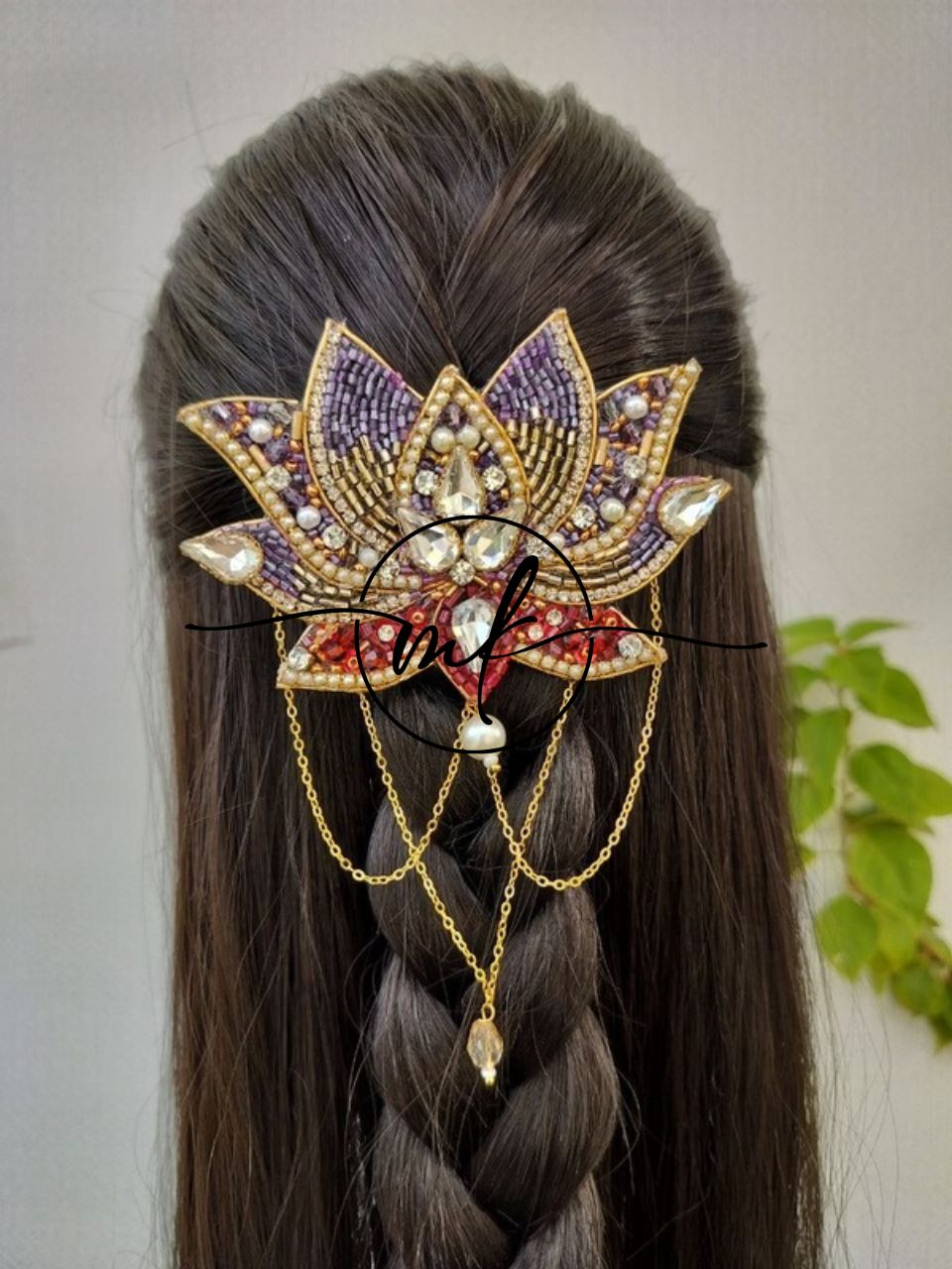 TAMARA purple/red Hair Brooch