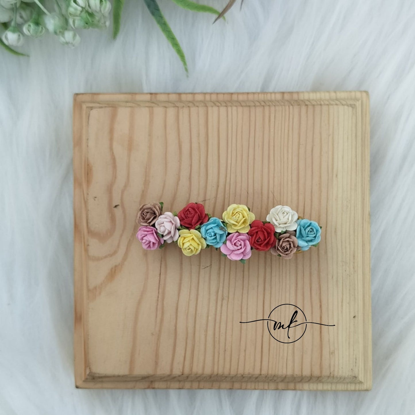 Multi color Floral Barrette clip