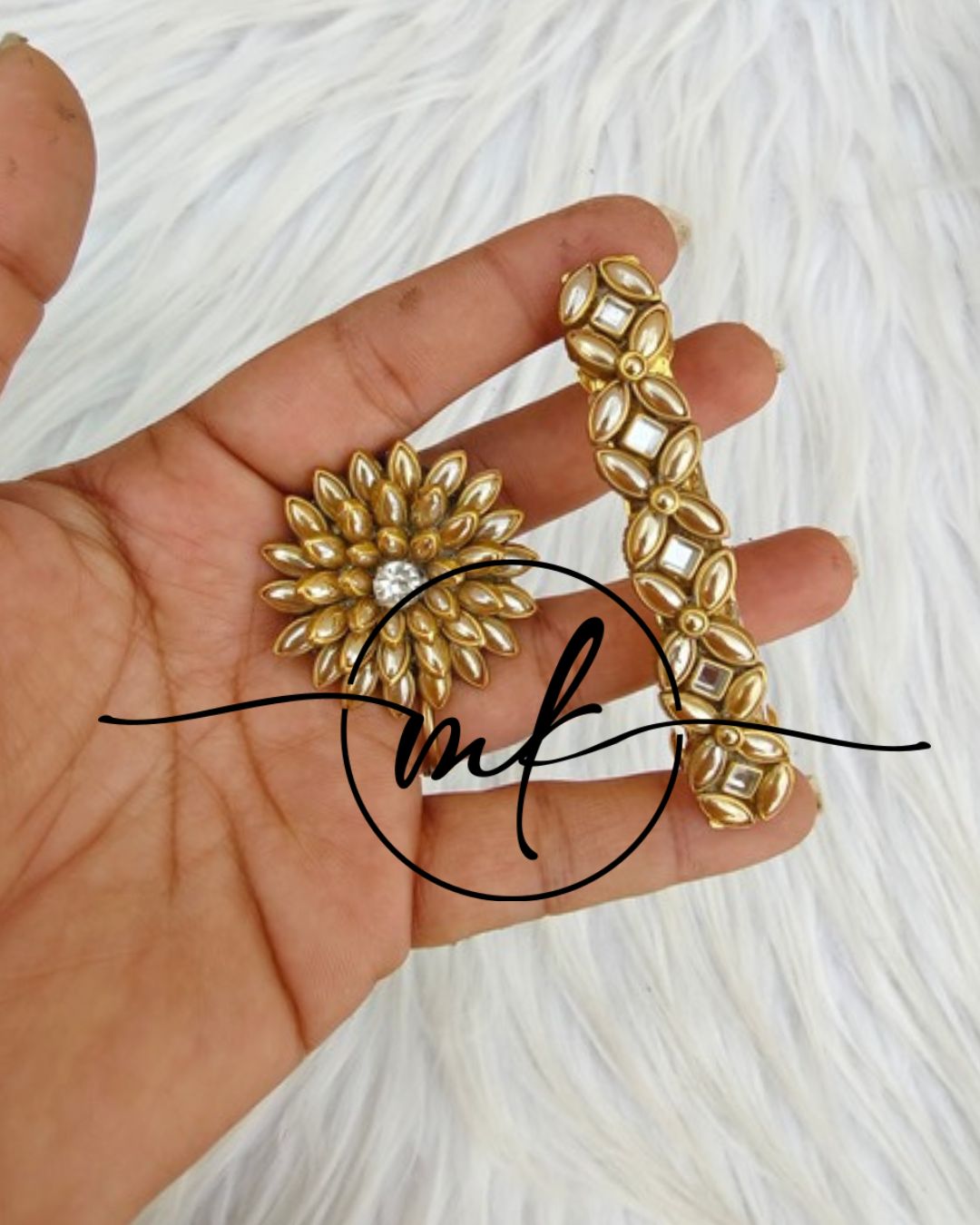 Kundan Hair Brooch/Hair ties/Centre clip- Combo