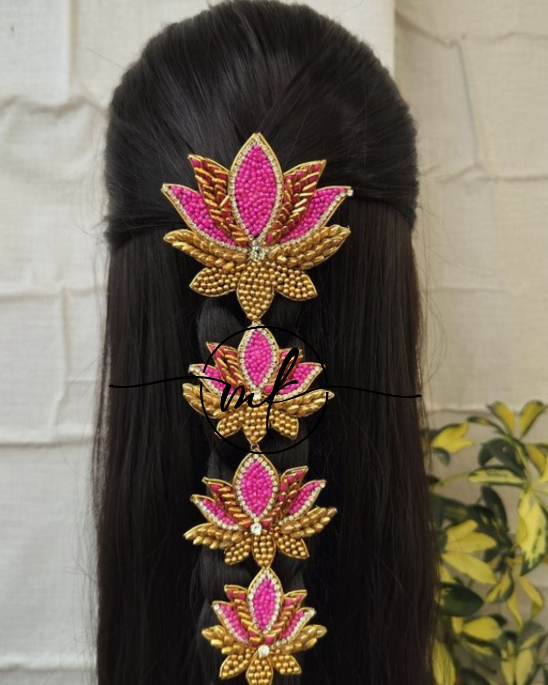 Pink Gold Lotus Hair Braid Brooch