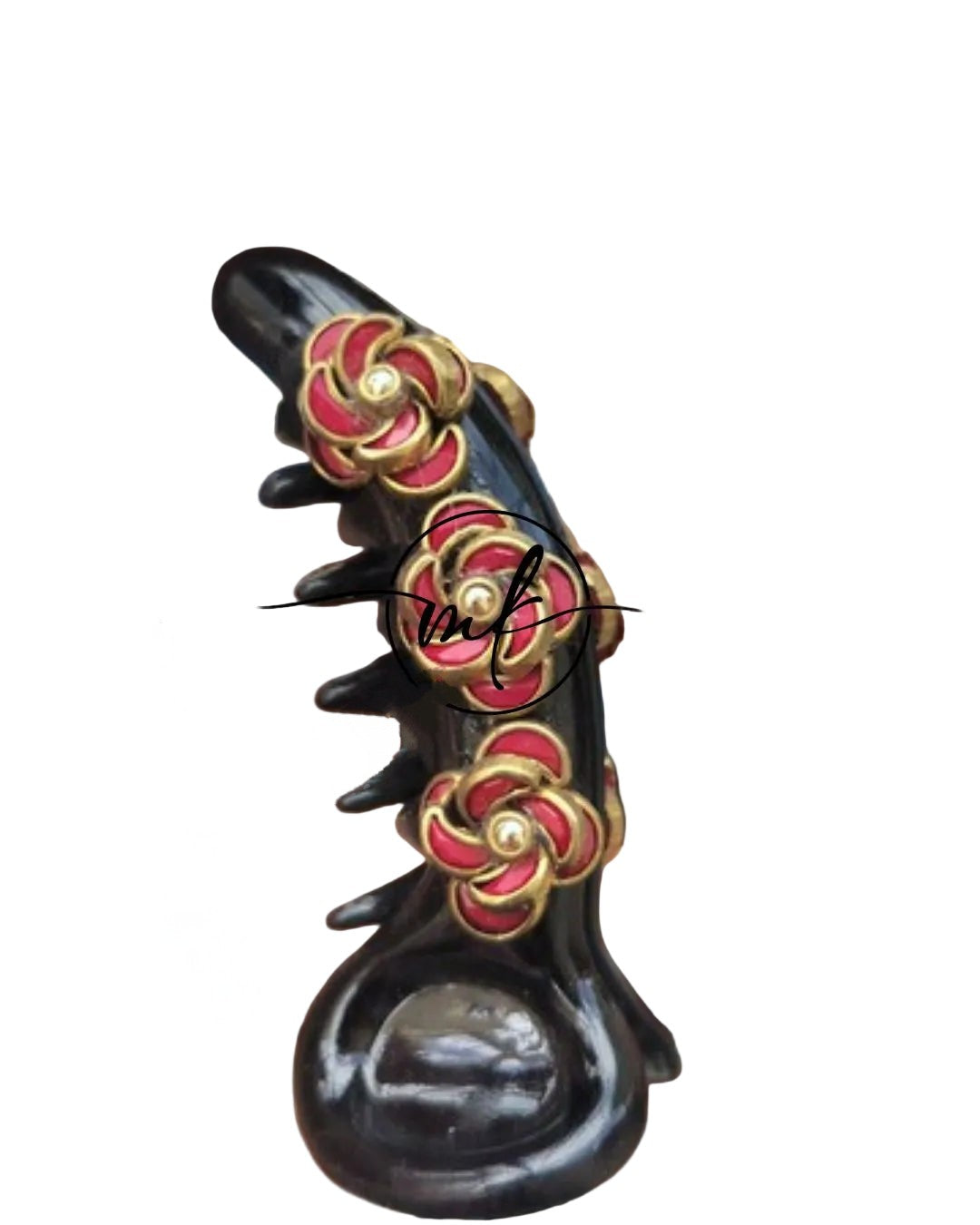 Red ROSE Kundan Banana clip - V type