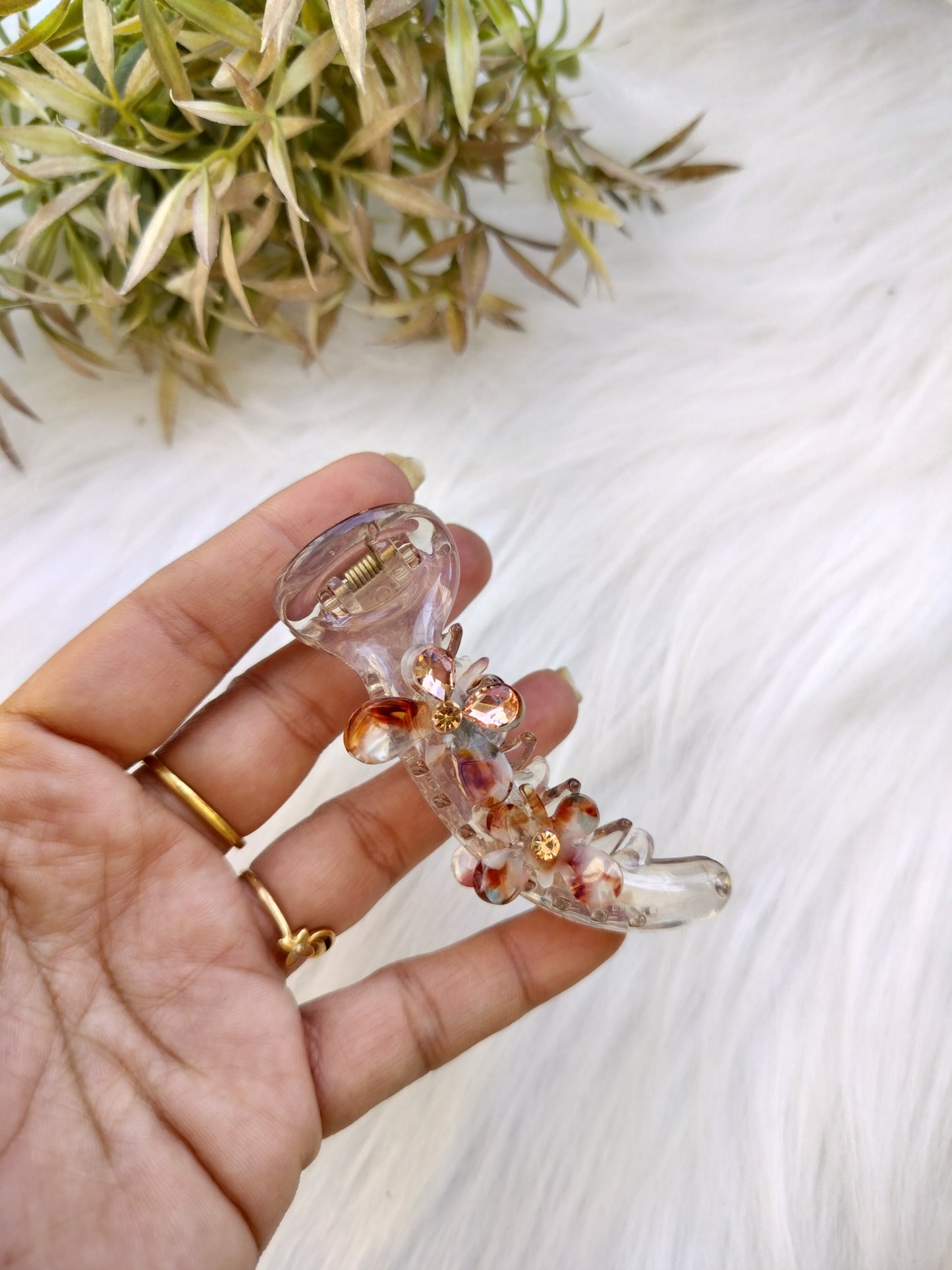 Brown Butterfly banana clip - v type