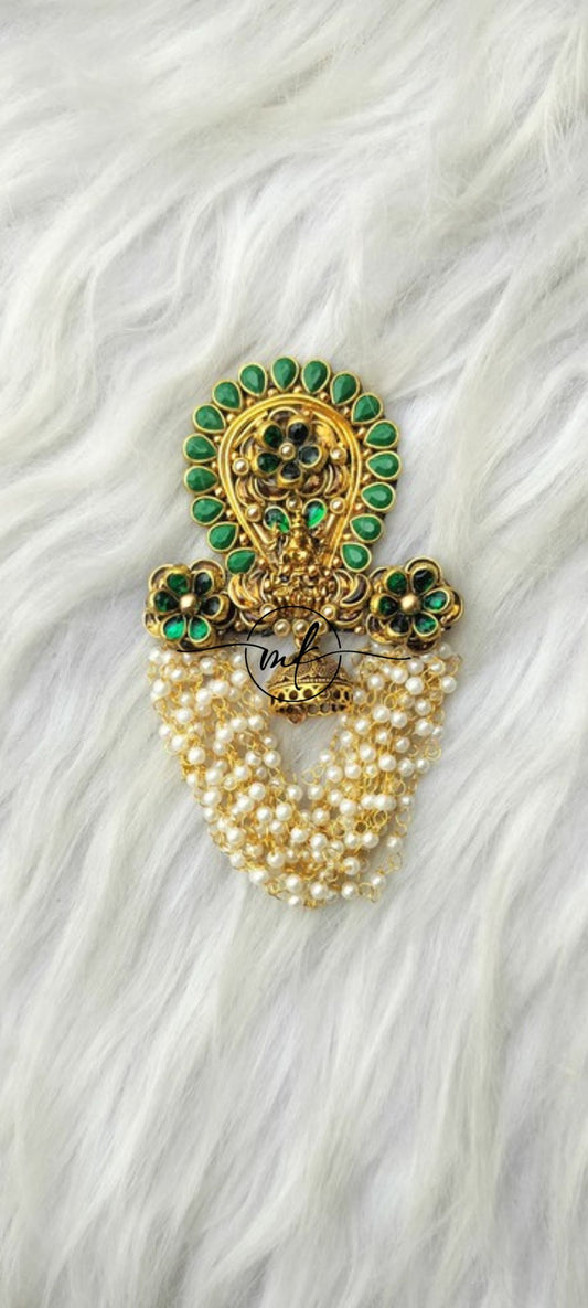 Frost Green Lakshmi Rosy Hair Brooch