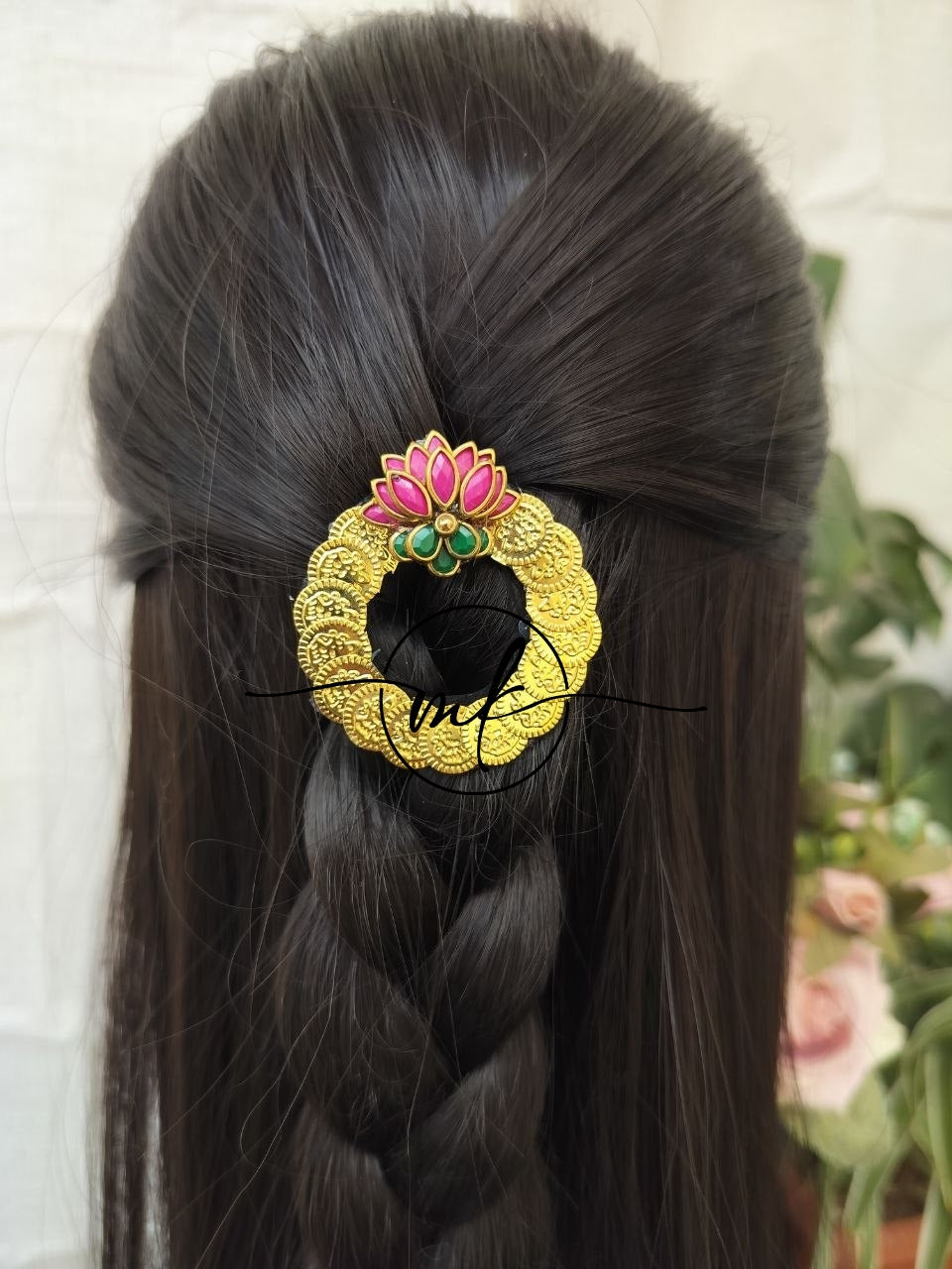 Nira NH Light Pink Lotus Hair Brooch