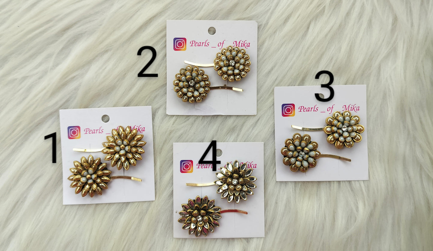 Kundan Curvy Slide Pin.