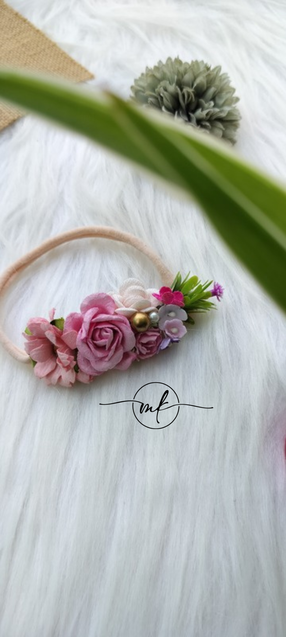 Pink Floral baby head band