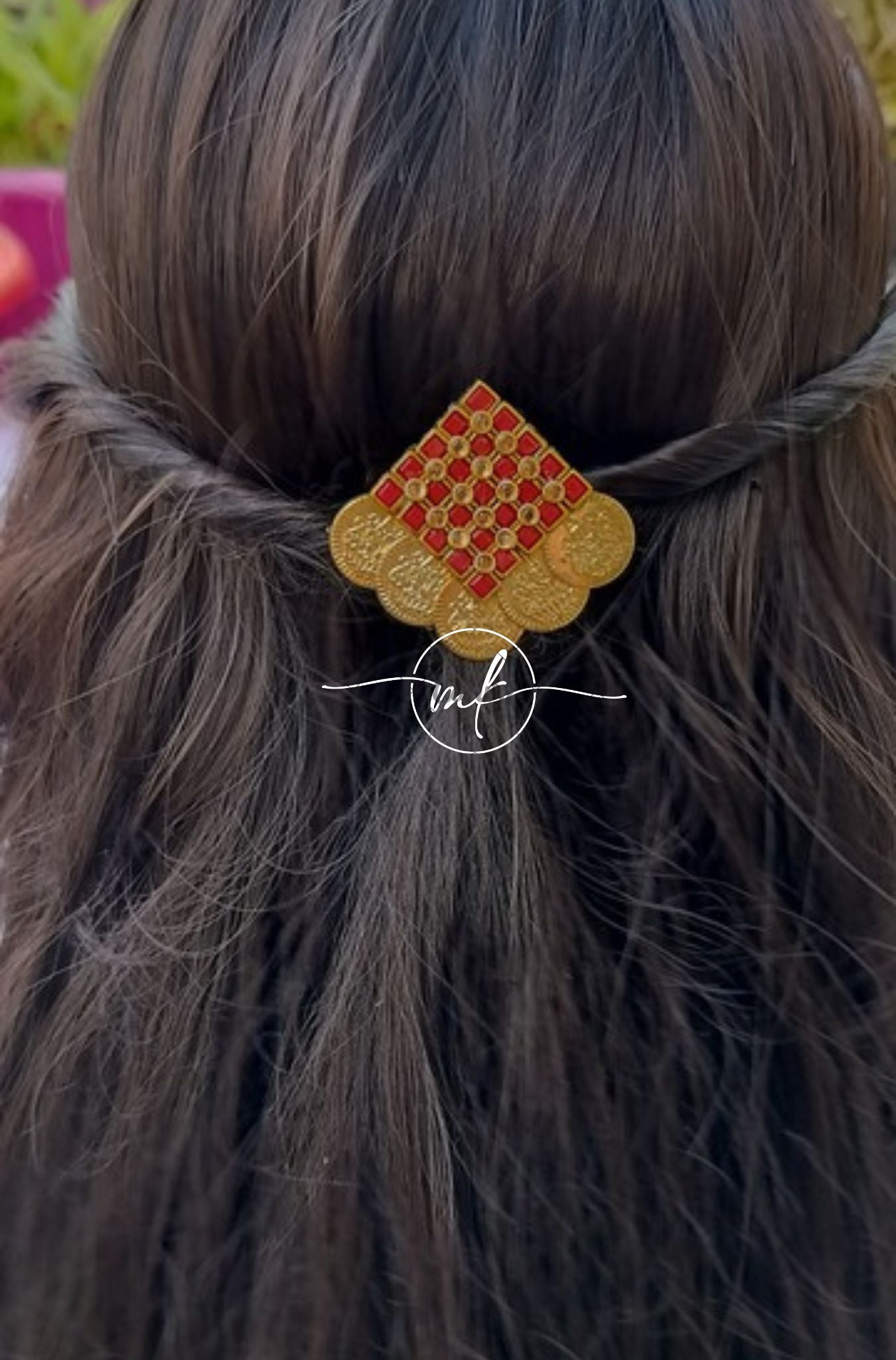 Kundan Coin Hair Brooch