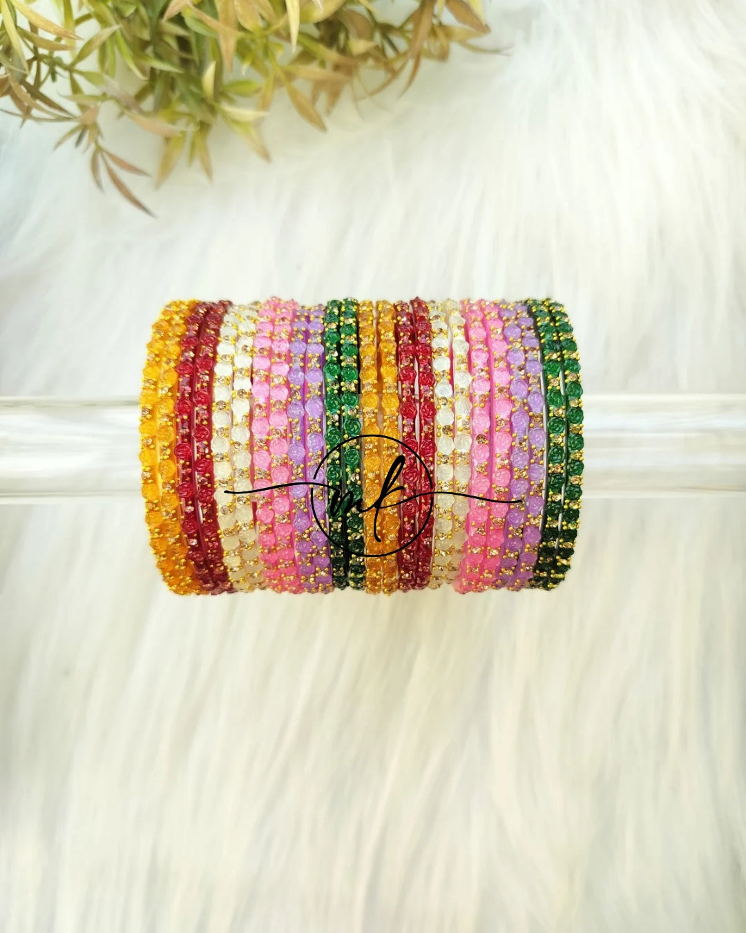 Rose - baby shower glass Bangle combo set - Mixed colours
