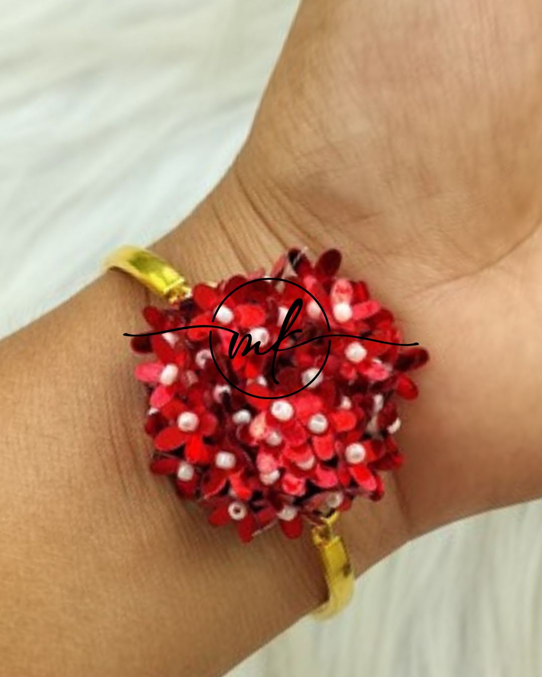 Red Premium Embroidered Hair Brooch/Hair Ties/Bracelet