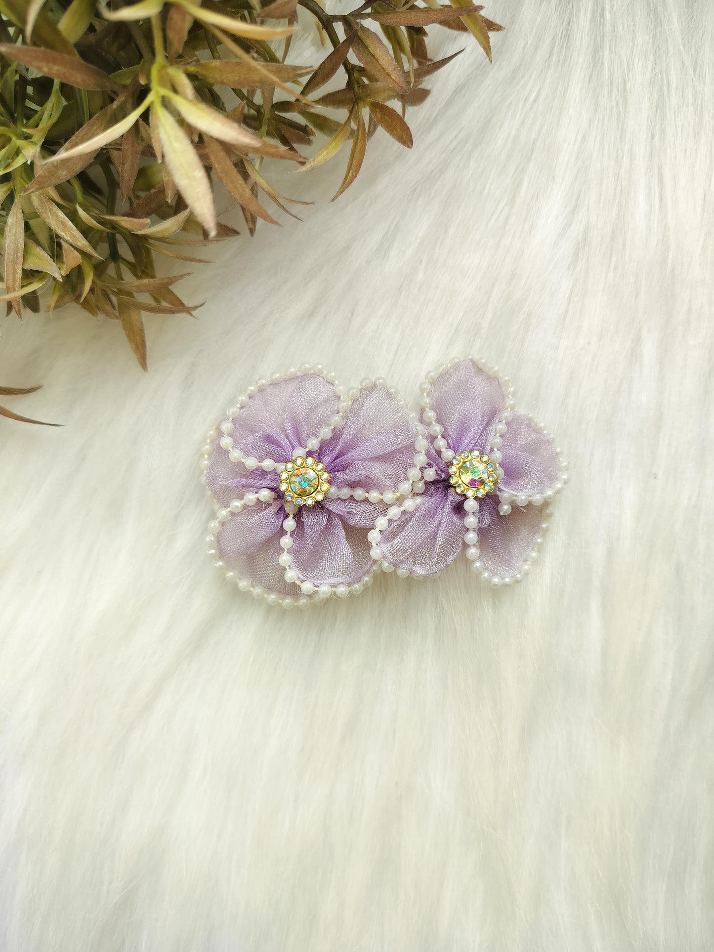 Lavender Organza Floral Baratte Clip