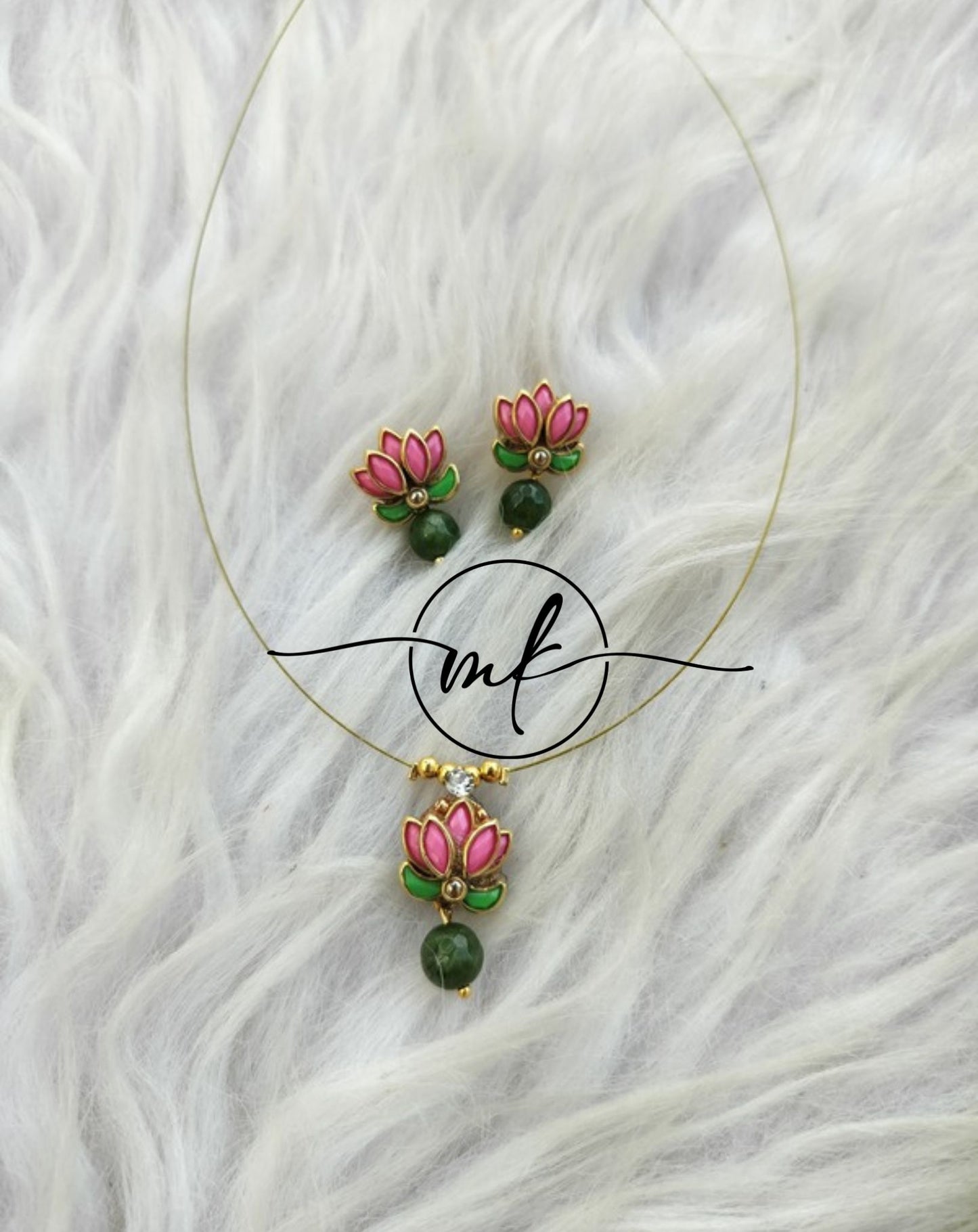 Lotus Invisible Chain + Earring set