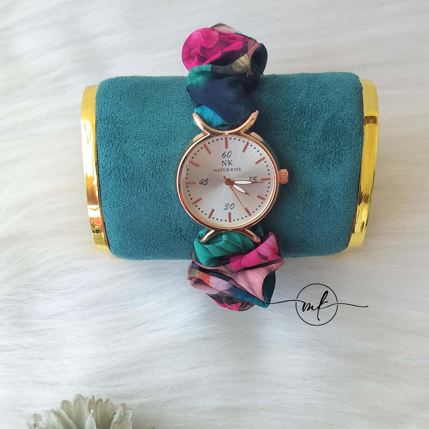 Green Multi-color Scrunchie Watch