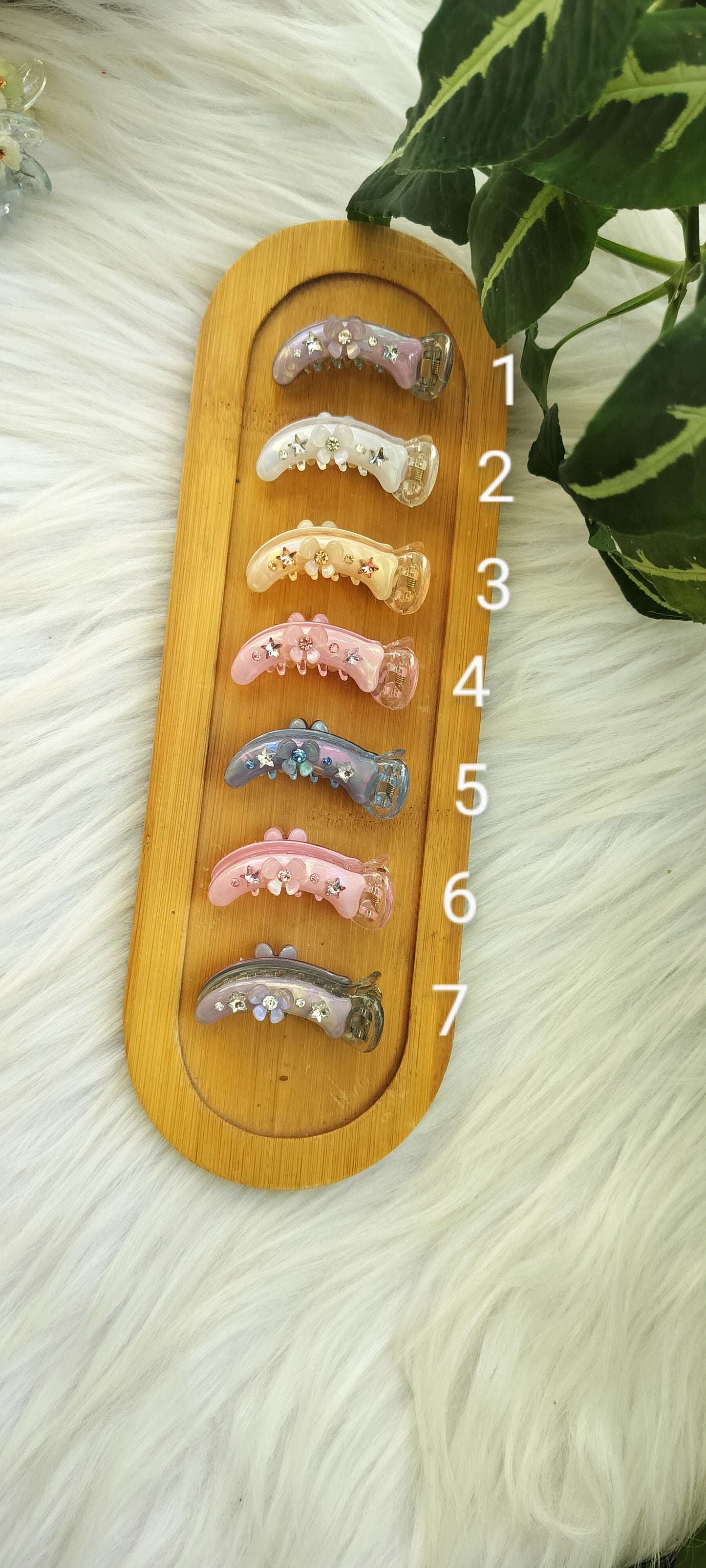 Flower Crystal Finish small Banana clip