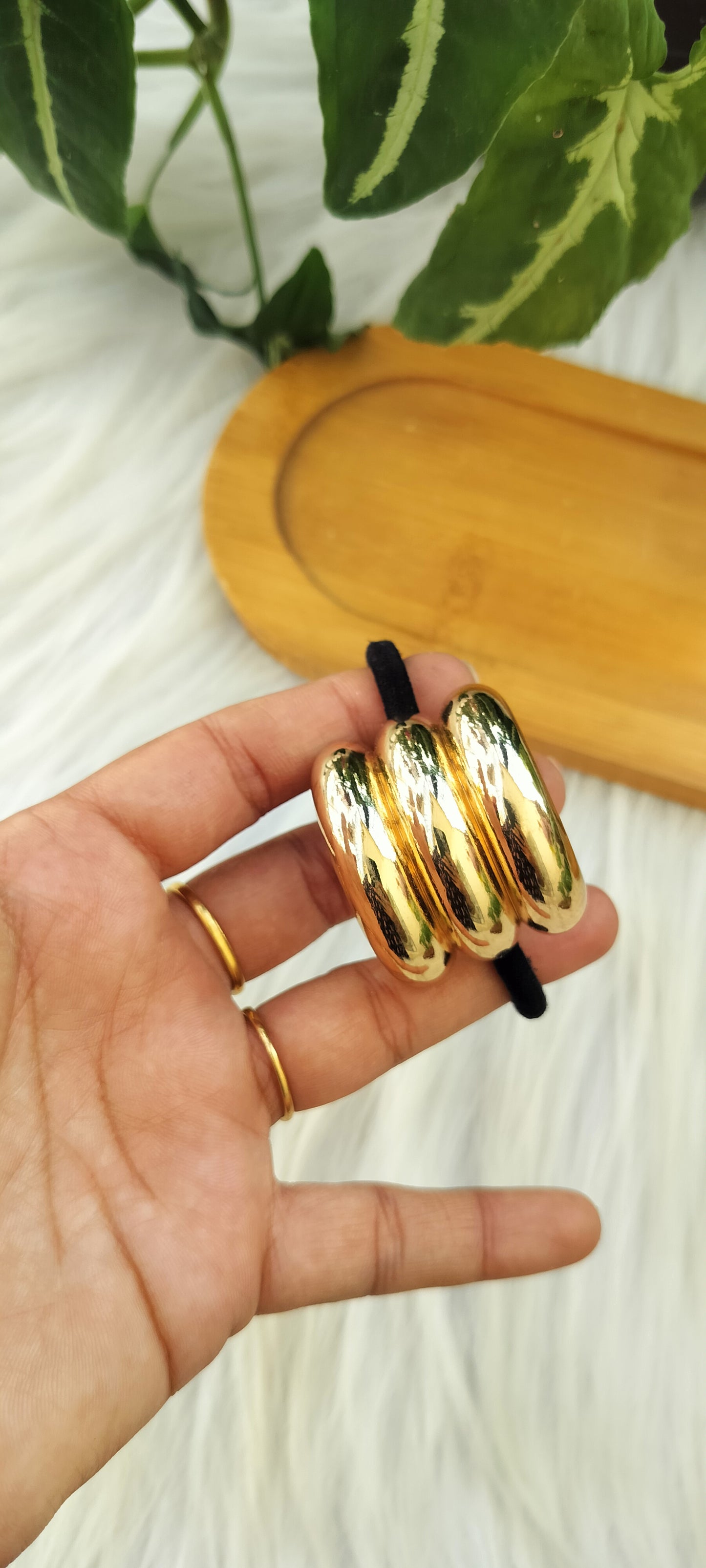 Anti tarnish Gold pony cuff - Premium hair ties