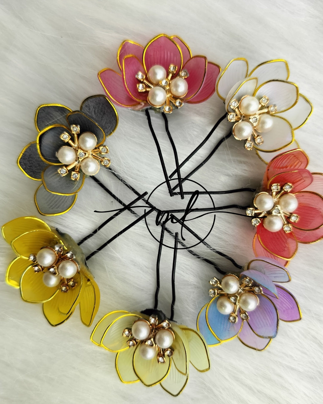 Shea Half Floral Hair Brooch - set of 7 pieces