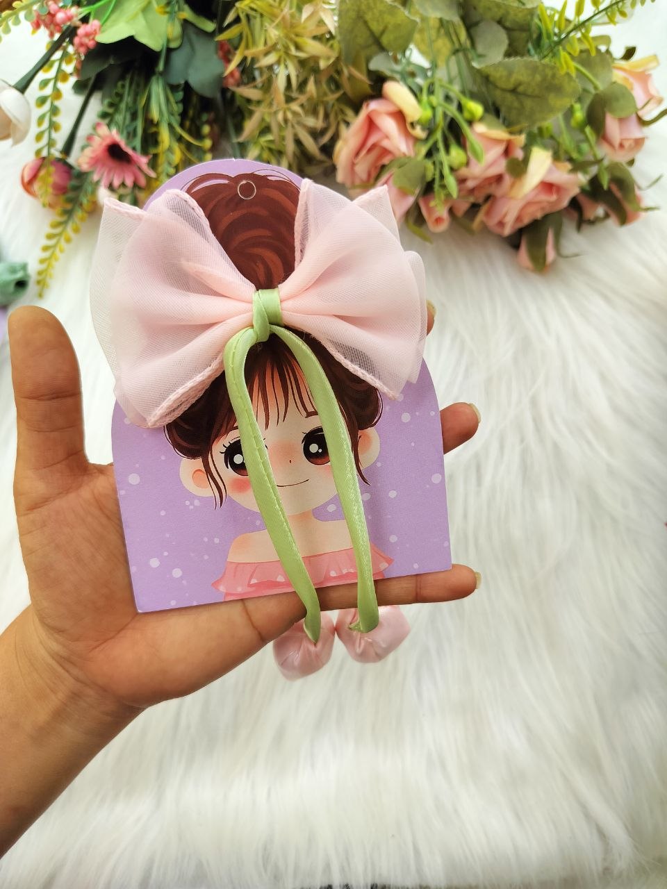 Peach Tulip Bow Alligator clip