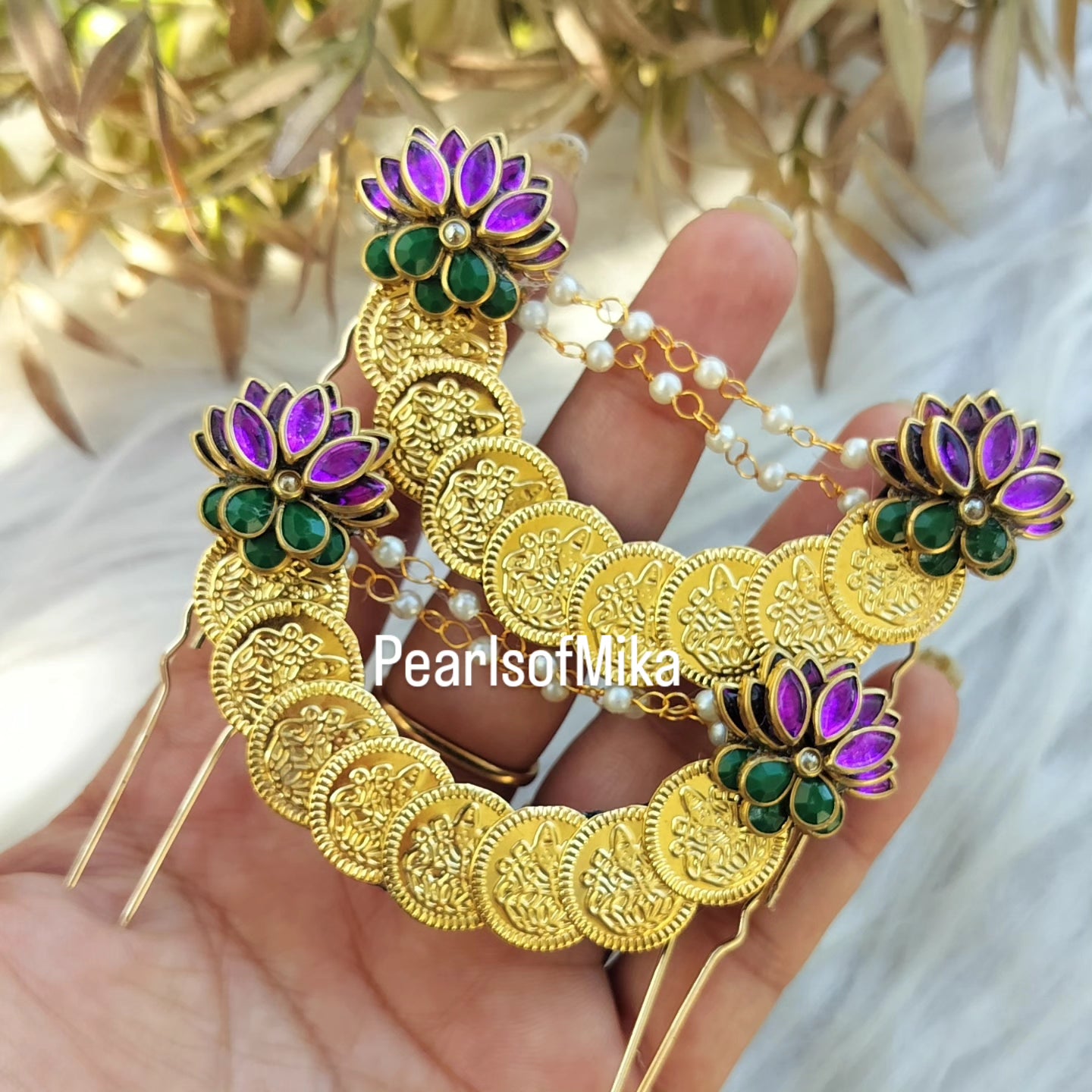 Cora Purple Gloss Flower Hair Brooch