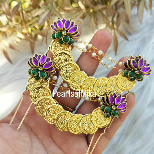 Cora Purple Gloss Flower Hair Brooch