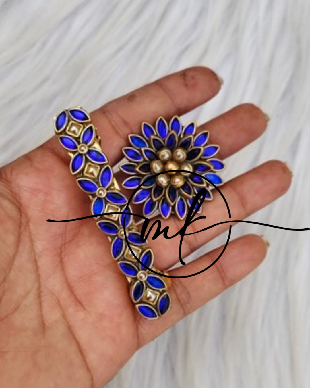 Kundan Hair Brooch/Hair ties/Centre clip- Combo