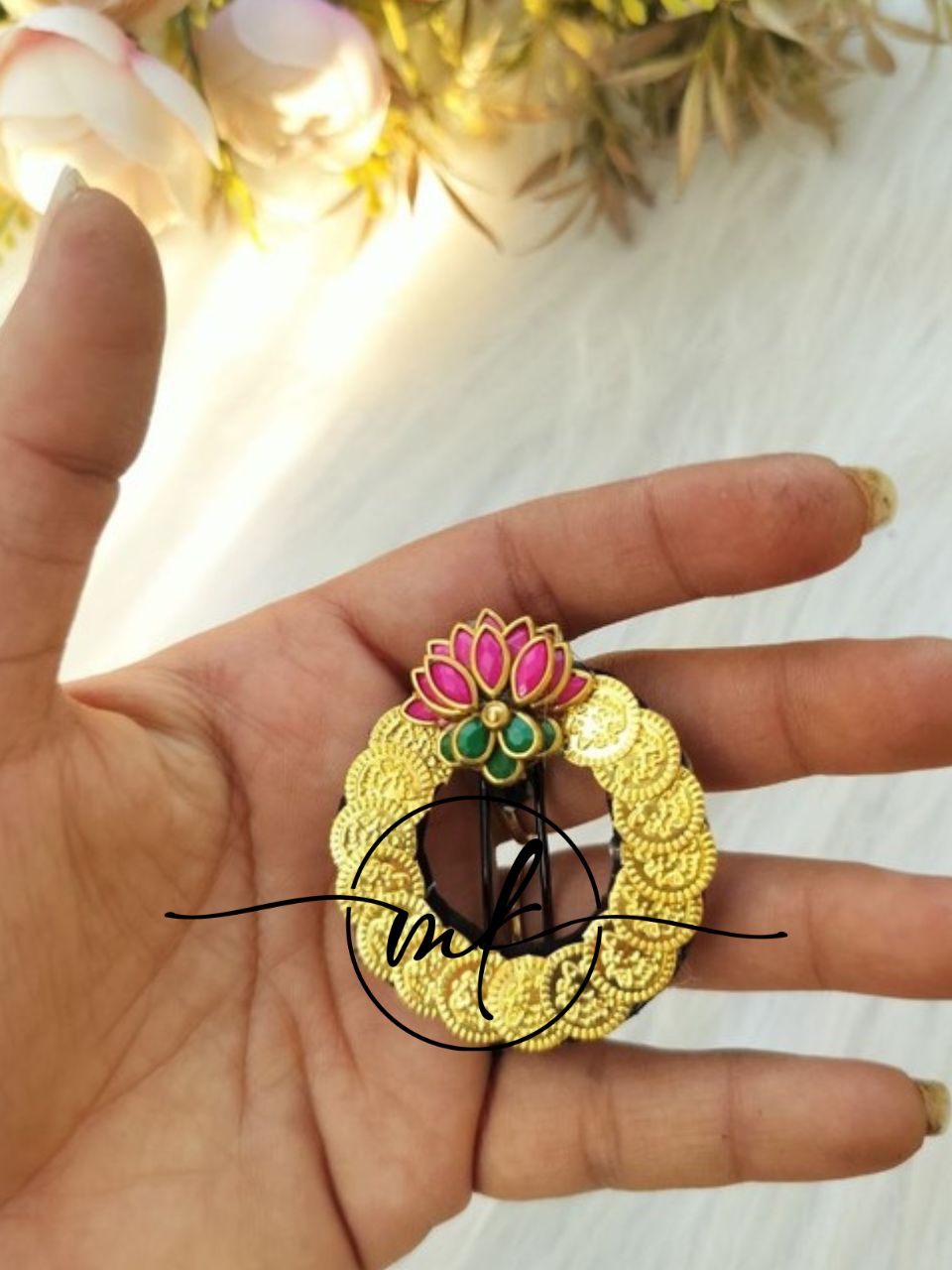 NIRA Pink LOTUS Hair Brooch