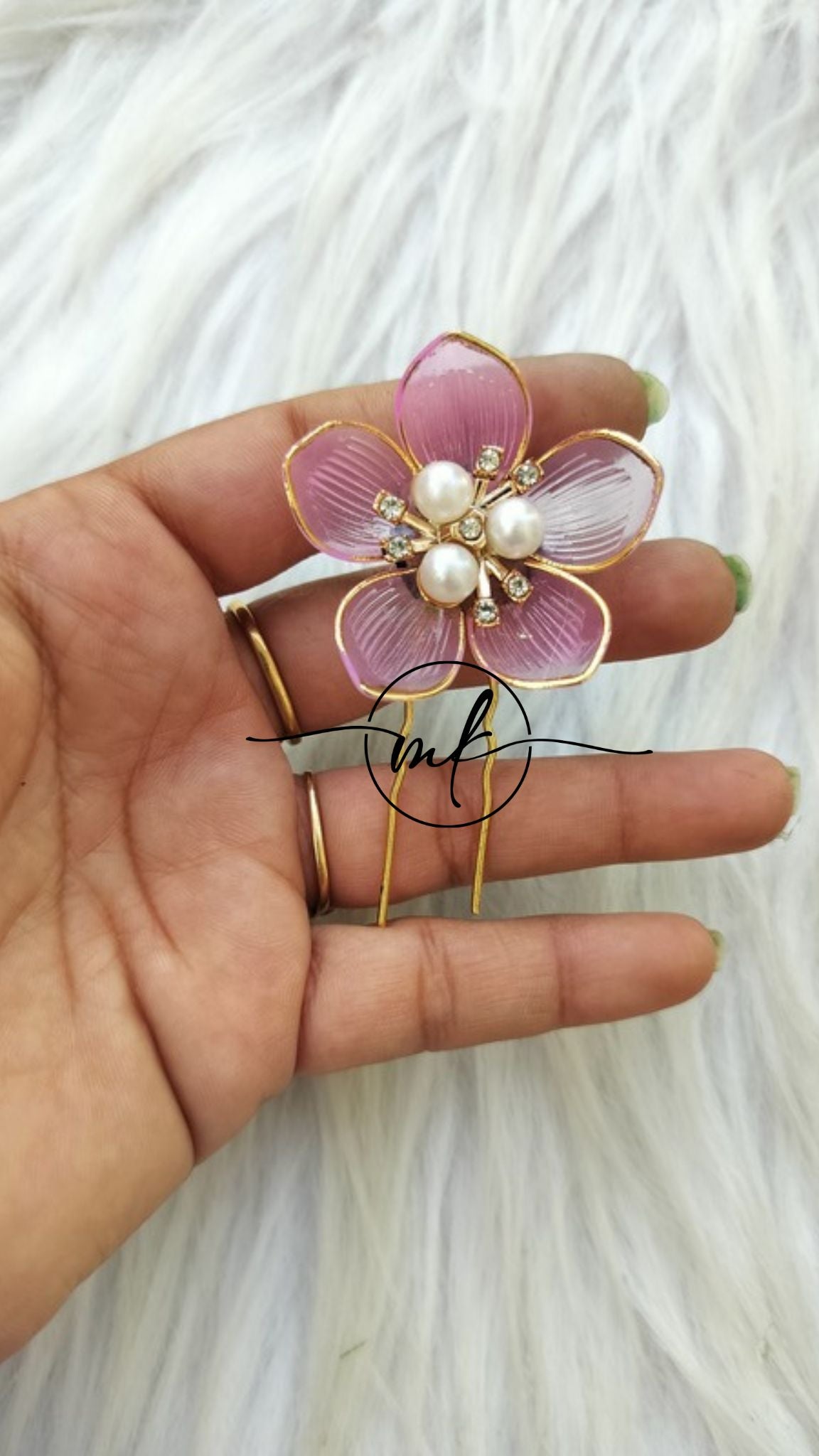 Pink Flower Hair Brooch
