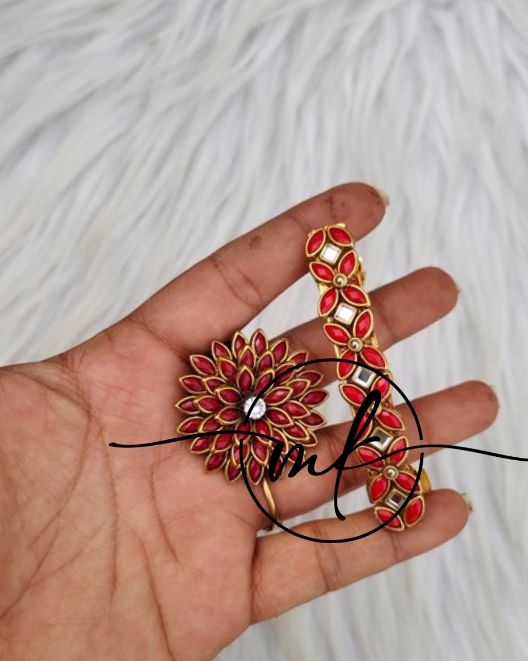 Kundan Hair Brooch/Hair ties/Centre clip- Combo