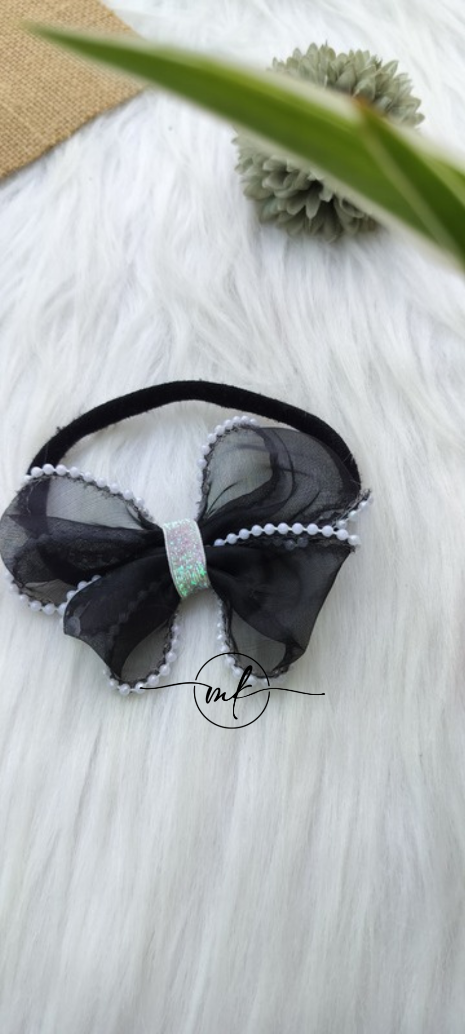 Black Organza baby head band