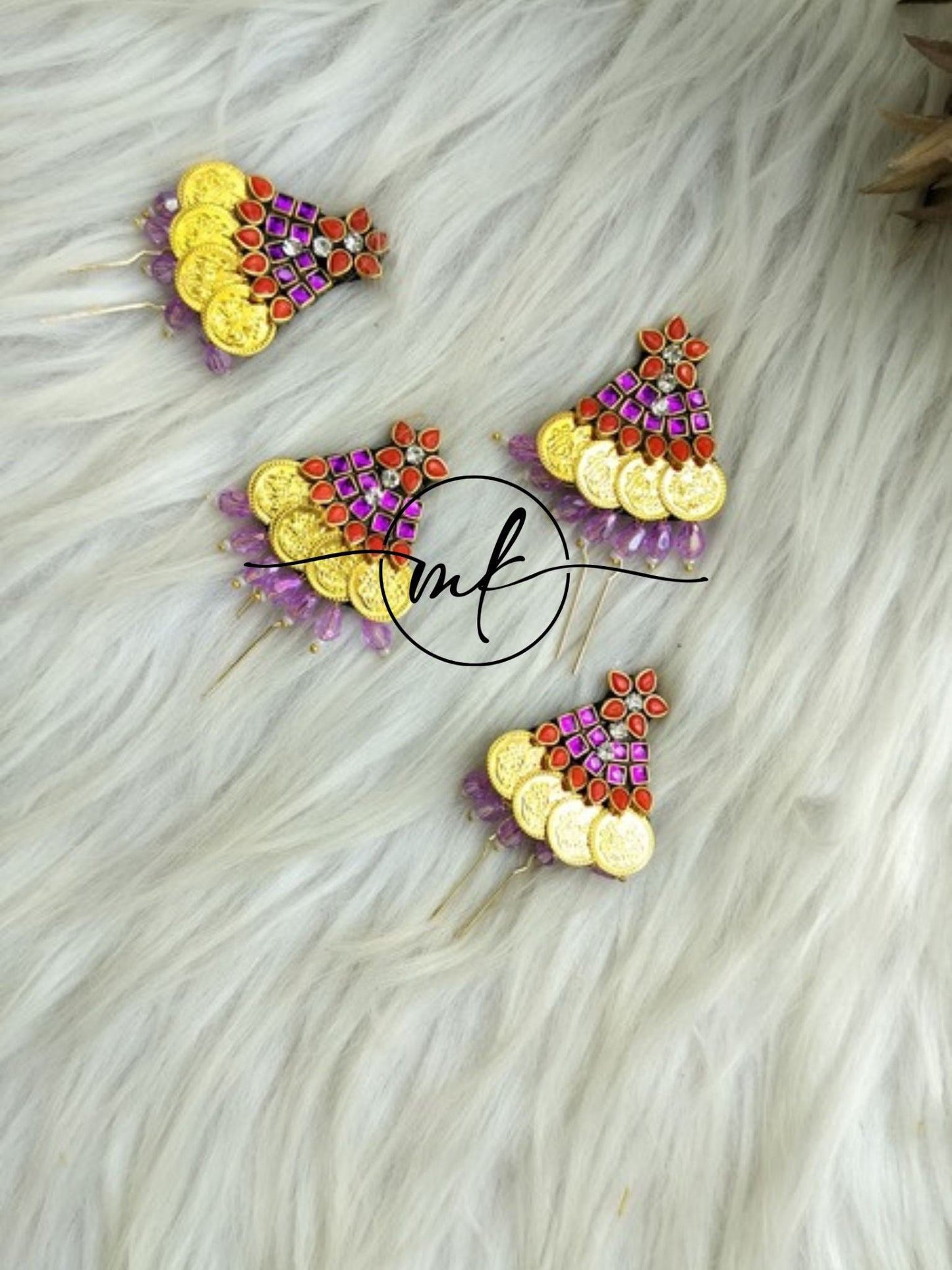 Hora orange purple - small size HAIR BROOCH