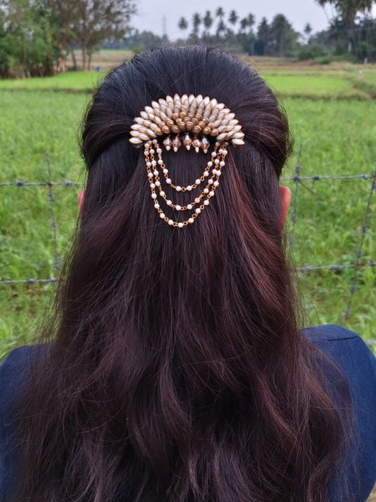 White Golden Sunflower Hair Brooch