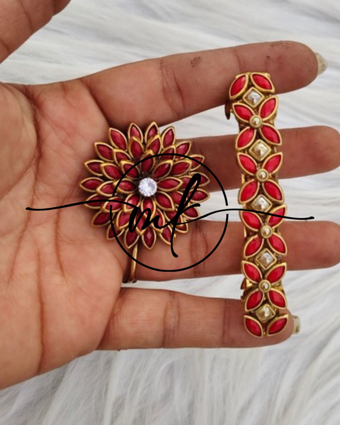 Kundan Hair Brooch/Hair ties/Centre clip- Combo