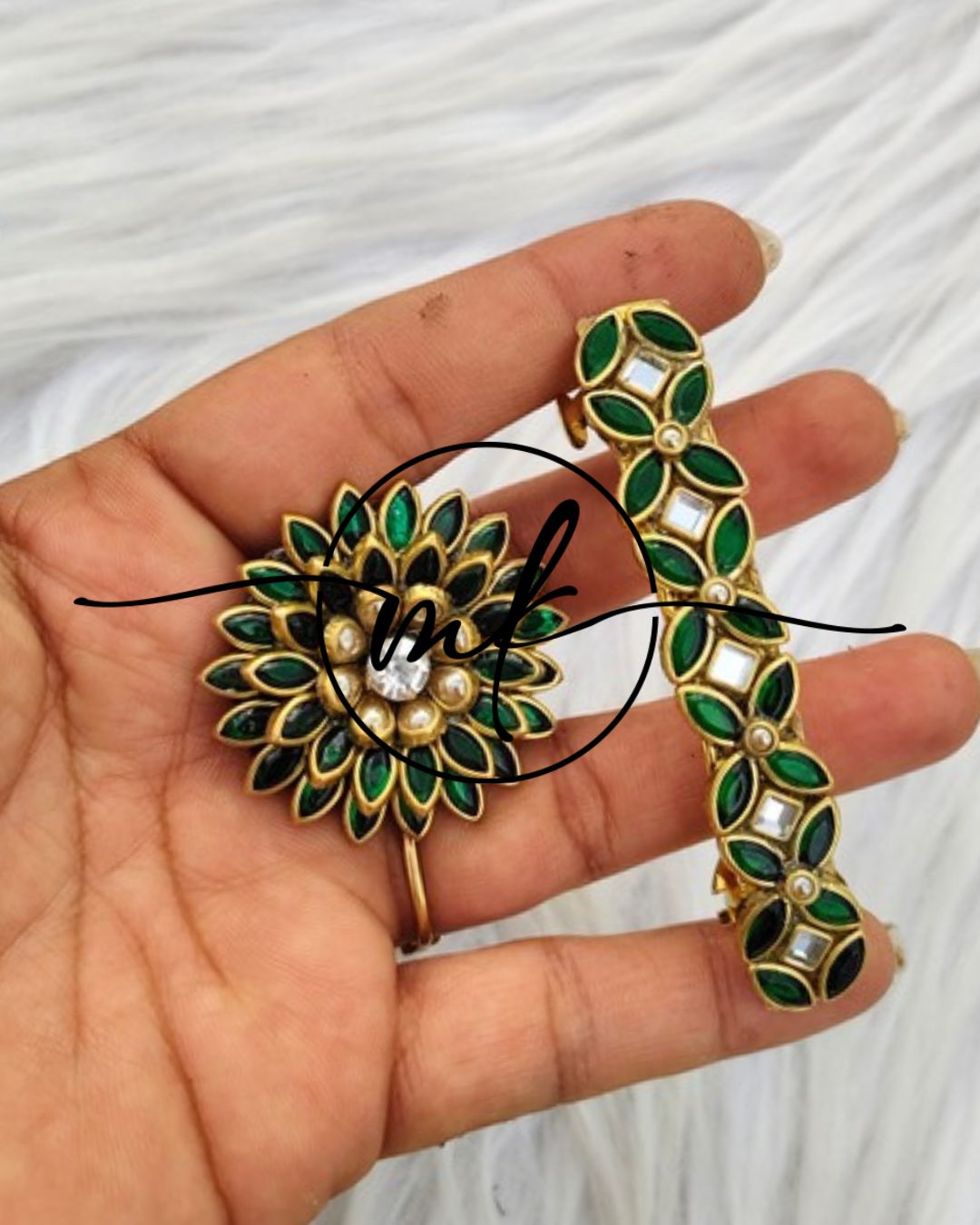 Kundan Hair Brooch/Hair ties/Centre clip- Combo