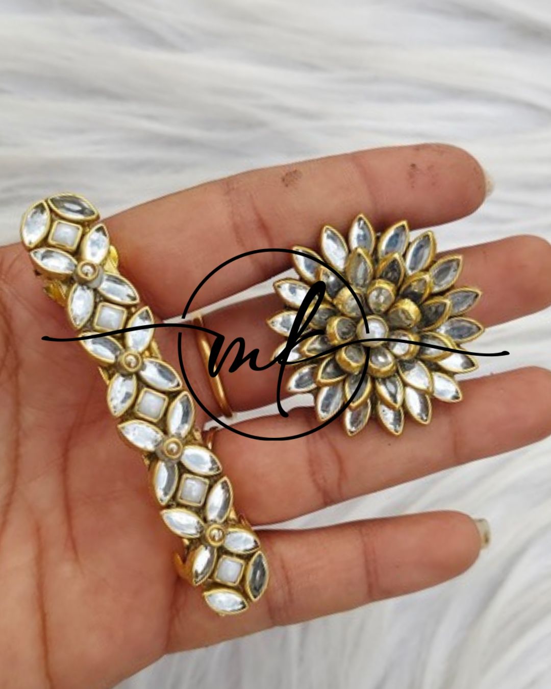 Kundan Hair Brooch/Hair ties/Centre clip- Combo