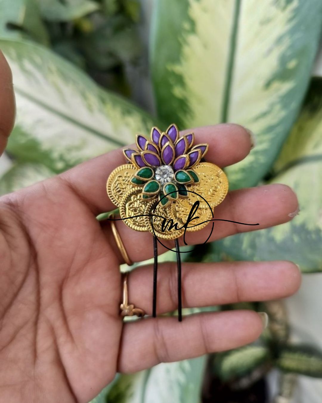 Cima Lotus Matt purple Hair Brooch - 1 piece