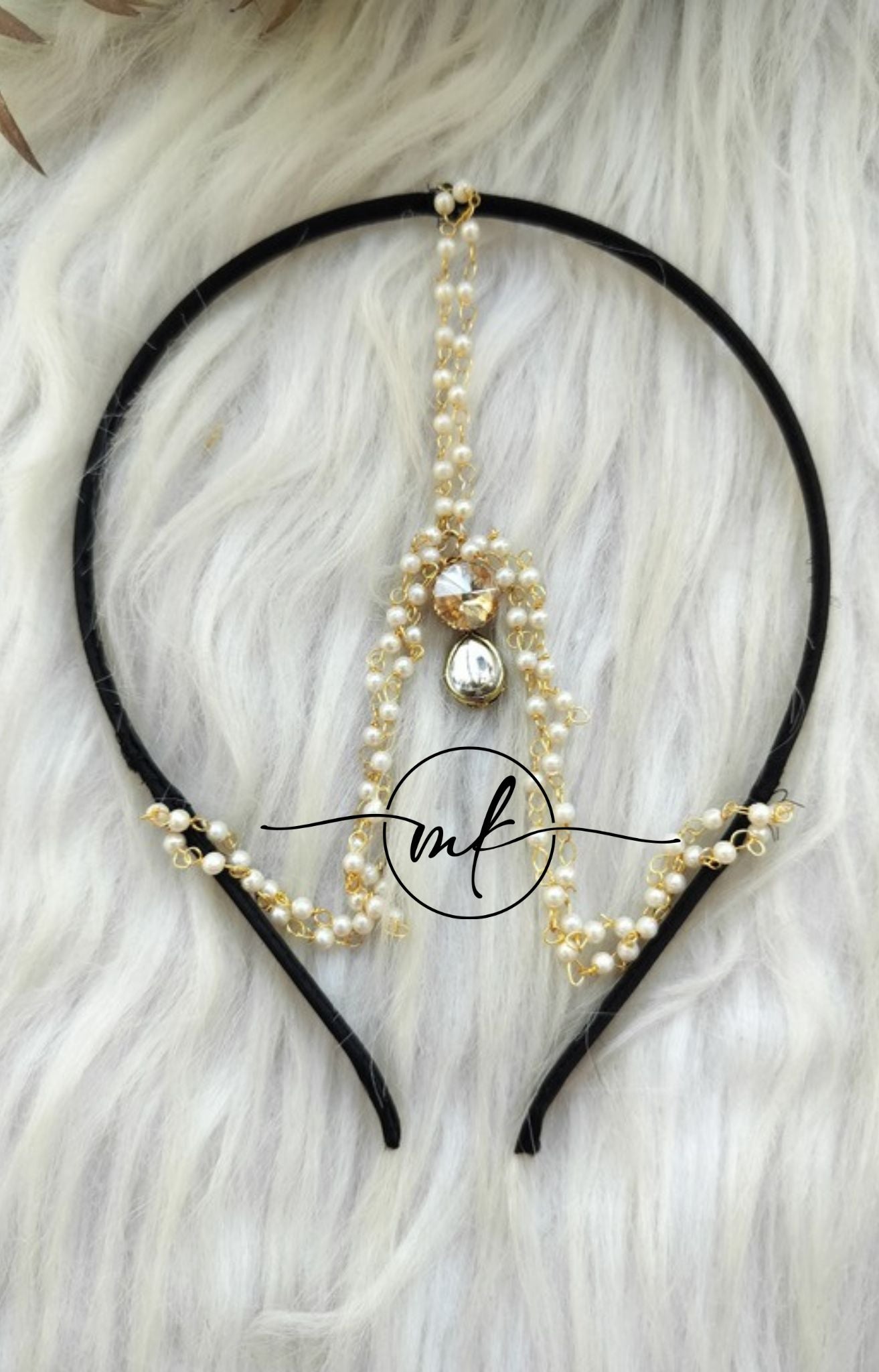 Head band with attached Maang tikka